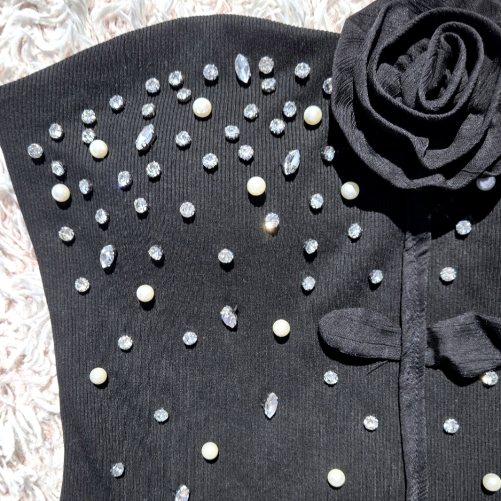 🖤NWT Rhinestone Tube Top - Picture 2 of 7
